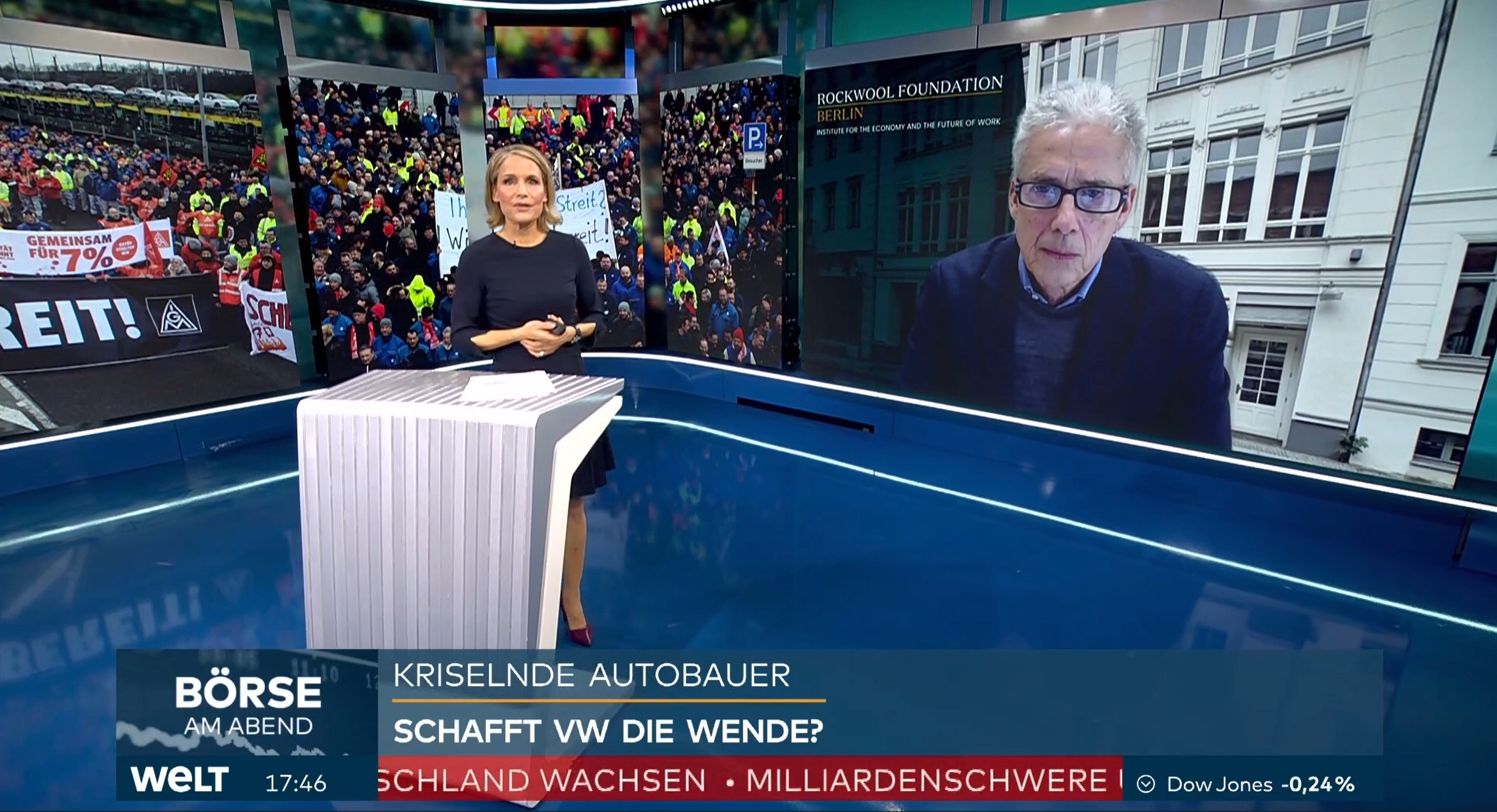 Christian Dustmann kommentiert auf Welt N24 die Lage in der Autoindustrie