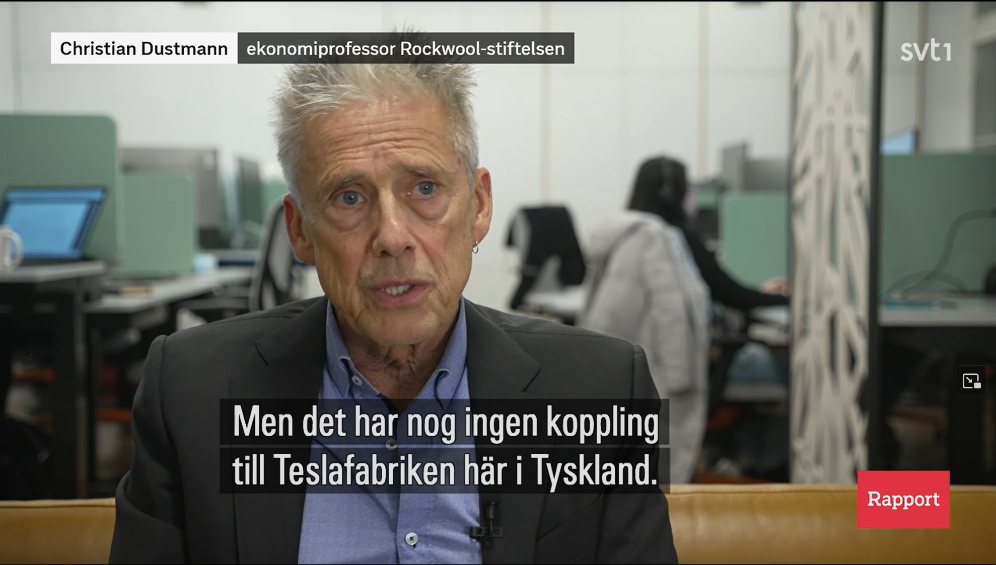 Christian Dustmann Featured on SVT’s Rapport Discussing Tesla and Work